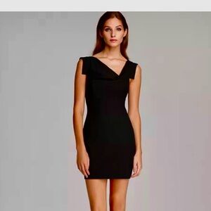 Black Halo Jackie O Black  Satin Mini Dress.. Worn Once .. cap sleeve.. comfy